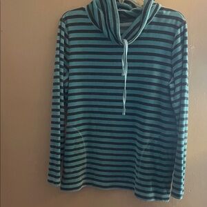 Talbots Teal and Black Striped Hoodie